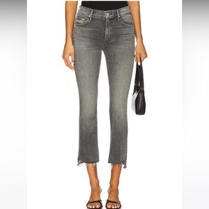 Mother women’s jeans size 27 gray cropped straight leg raw hem the huntress